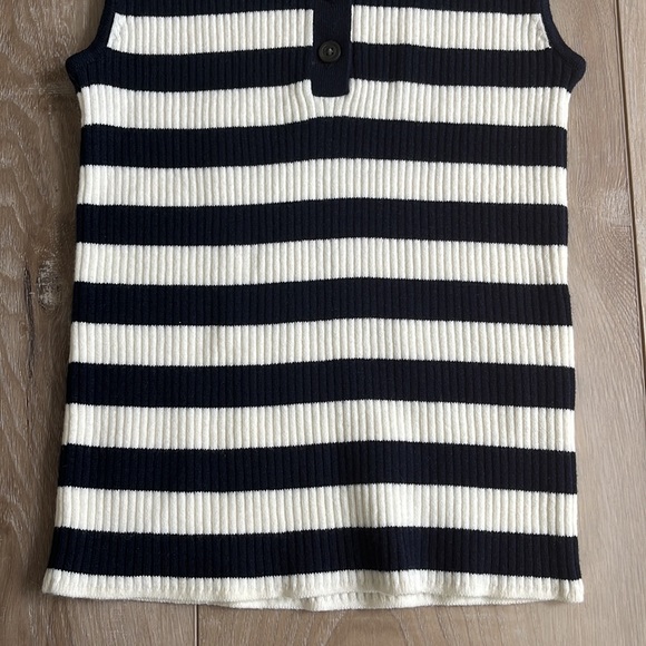 Madewell Owen Polo Sweater Tank in Stripe Deep Indigo Size Medium NEW - Picture 3 of 7